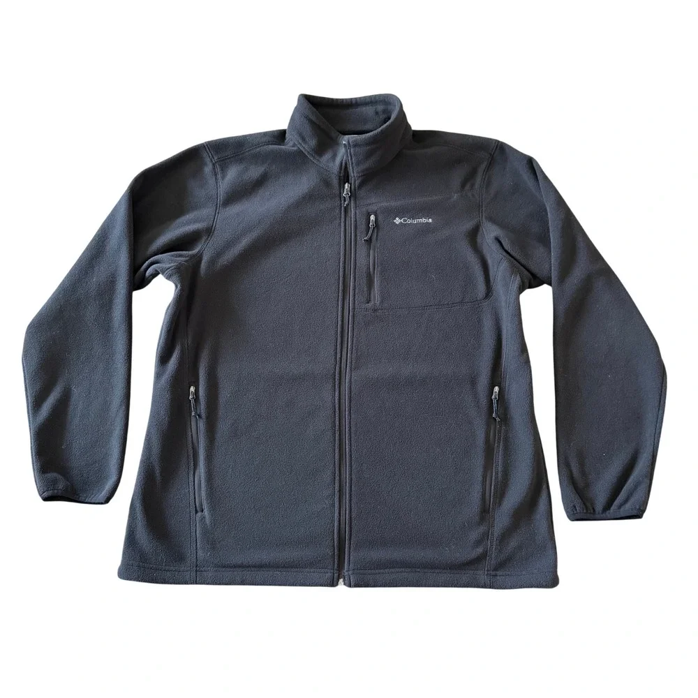 Columbia Fleece Jacket Mens XL Black Steens Mountain Full Zip Mock‎ Neck Outdoor